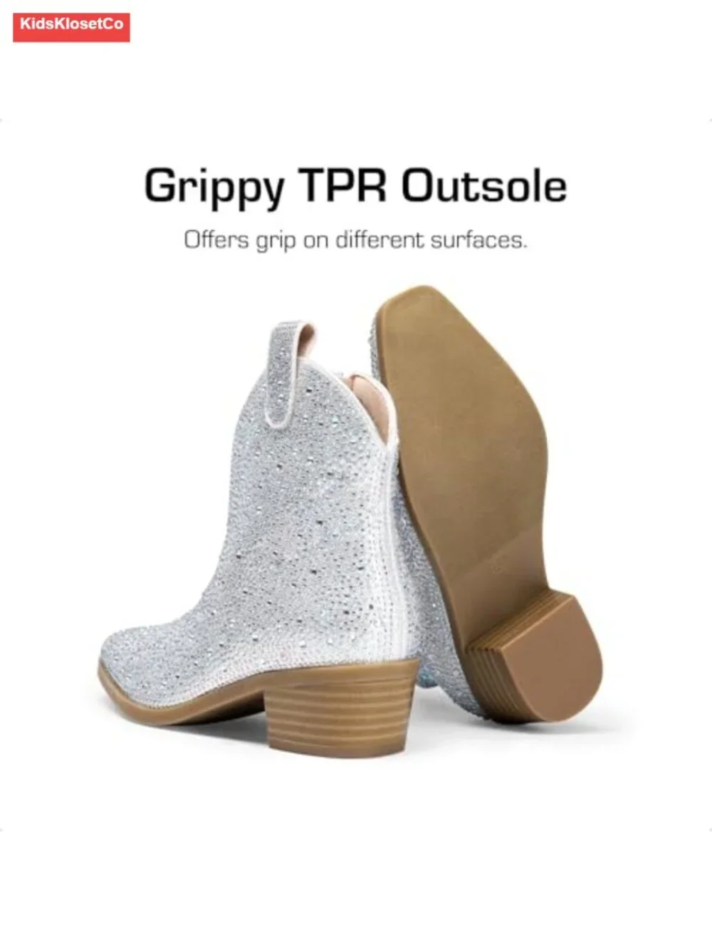 Girls Cowgirl Rhinestone Boots Ankle Low Heel Booties